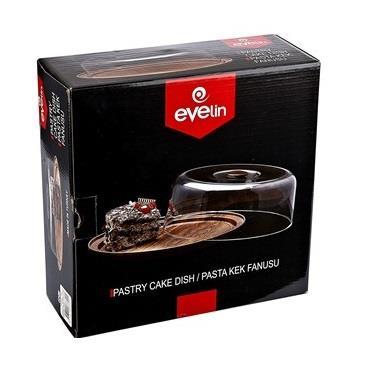 Evelin Ahşap Görünümlü Kek Fanus