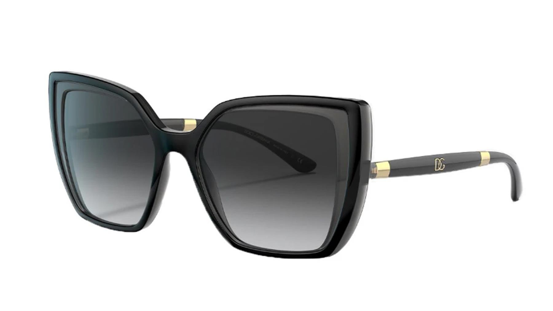 DOLCE&GABBANA  6138 3246/8G 55  Kadın SİYAH Çekik Çerçeve Güneş Gözlüğü