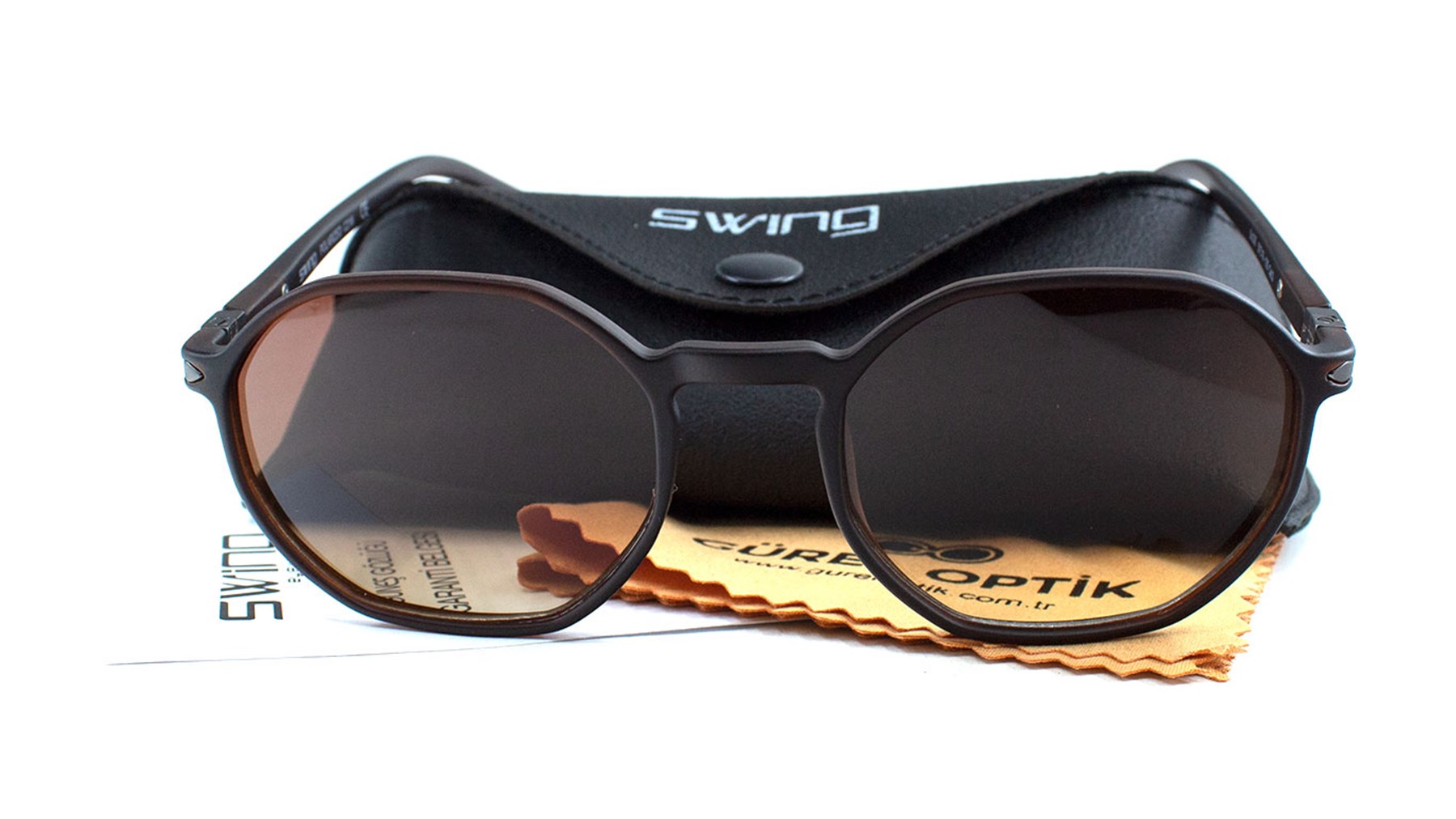 SWING  236 C216 50  Unisex KAHVE Geometrik Çerçeve Güneş Gözlüğü