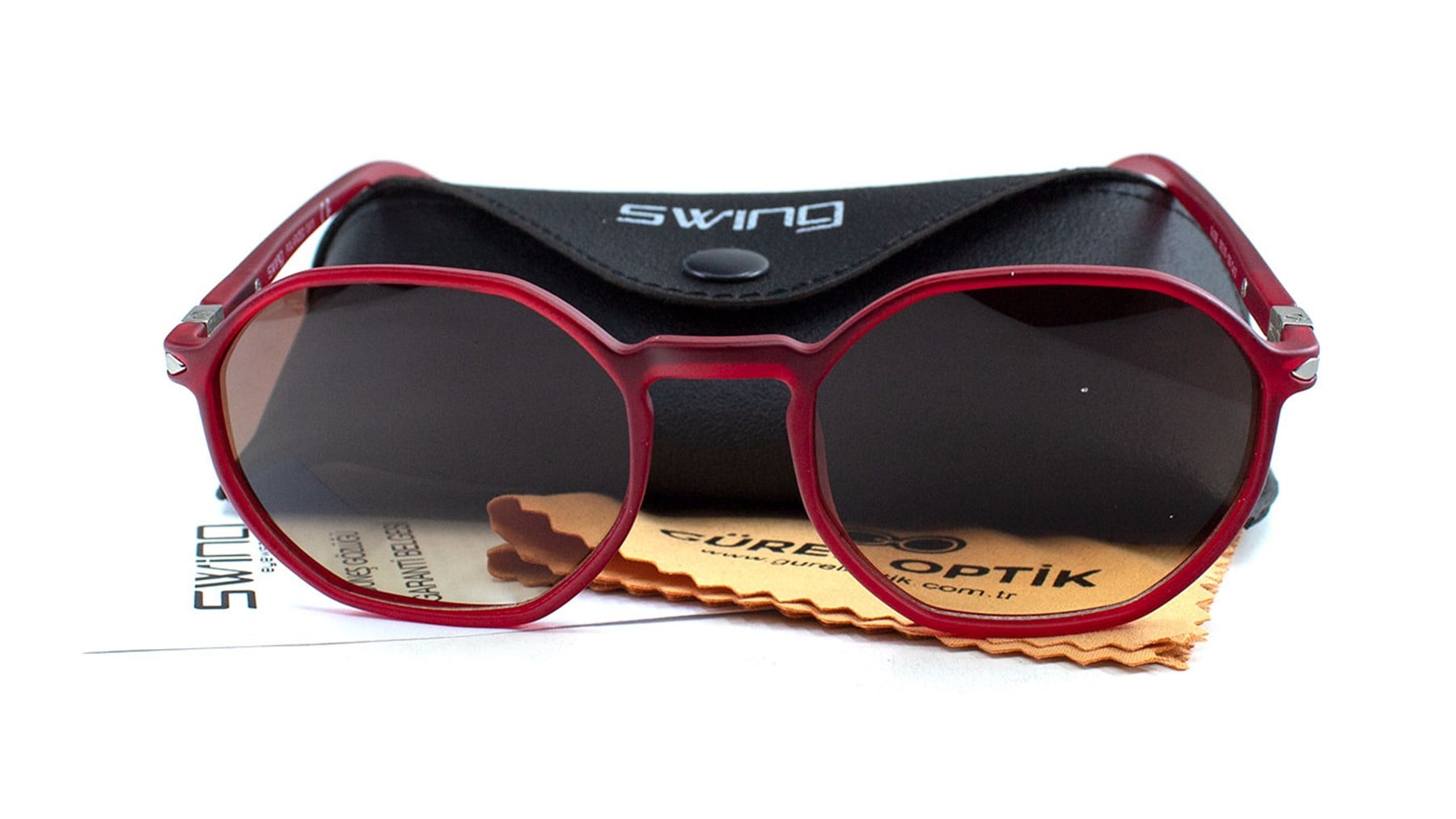SWING  236 C411 50  Unisex KIRMIZI Geometrik Çerçeve Güneş Gözlüğü
