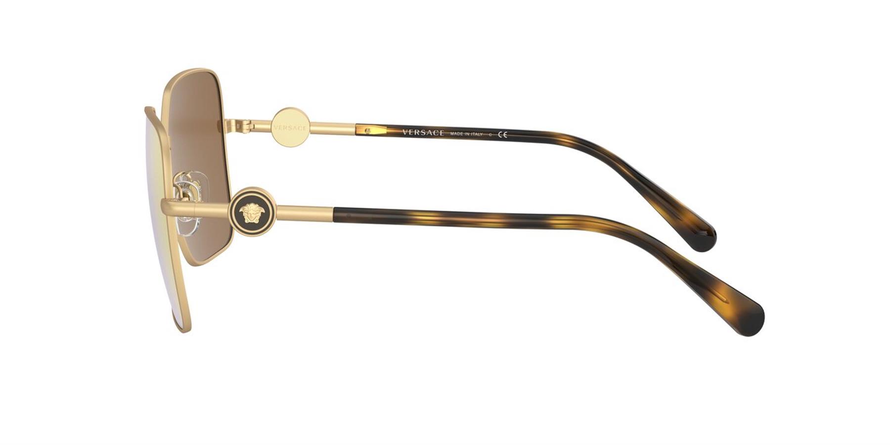 VERSACE  2227 1410/5A 59  Kadın GOLD Köşeli Çerçeve Güneş Gözlüğü