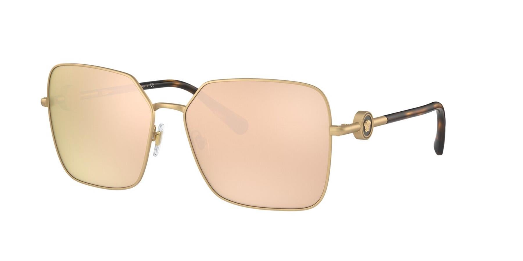 VERSACE  2227 1410/5A 59  Kadın GOLD Köşeli Çerçeve Güneş Gözlüğü