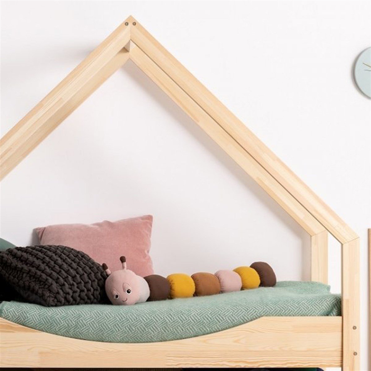 Çatılı Montessori Yatak Çocuk Karyola Bebek Yatakları  - MarkaawmMontessori Çatılı Karyola Ahşap Yatak Prenses