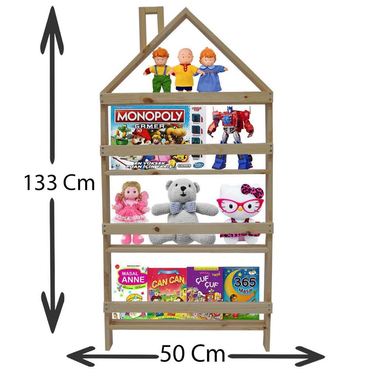 Çocuk Odası Eğitici Montessori Mobilya Kitaplık Raf Duvar Rafı 4