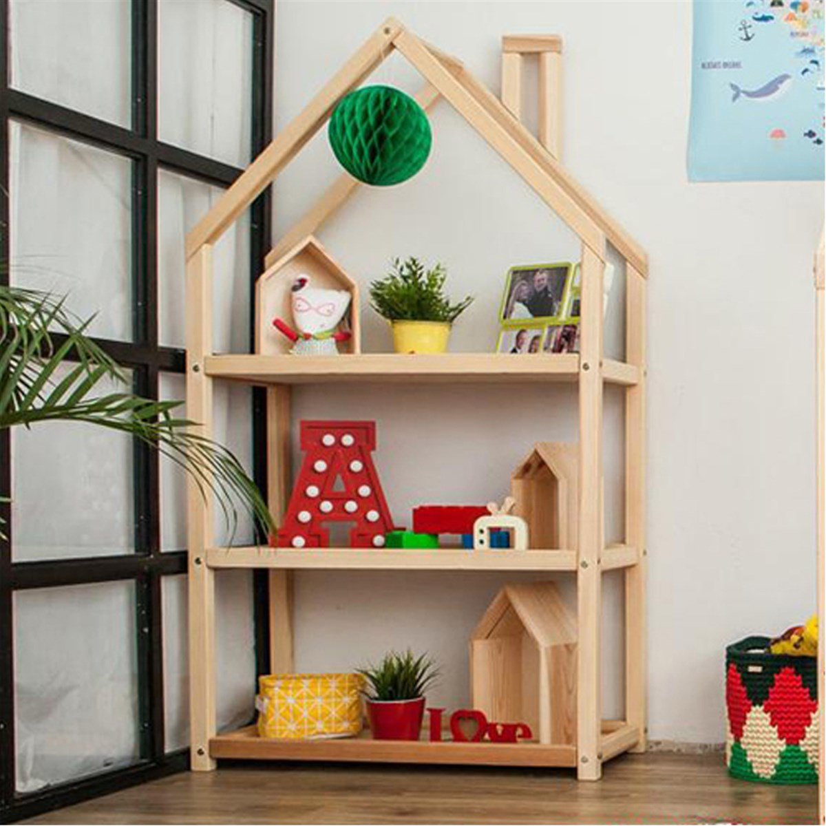 Markaawm Çocuk Odası Eğitici Kitaplık Raf Bebek Odası Ahşap Montessori