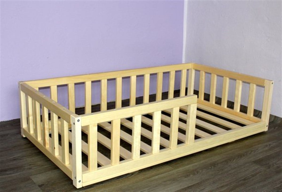 Montessori Çocuk Yatak Yatak Doğal Çam Ağacından 90X190 Yelken