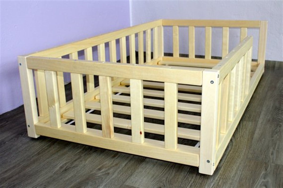 Montessori Çocuk Yatak Yatak Doğal Çam Ağacından 90X190 Yelken