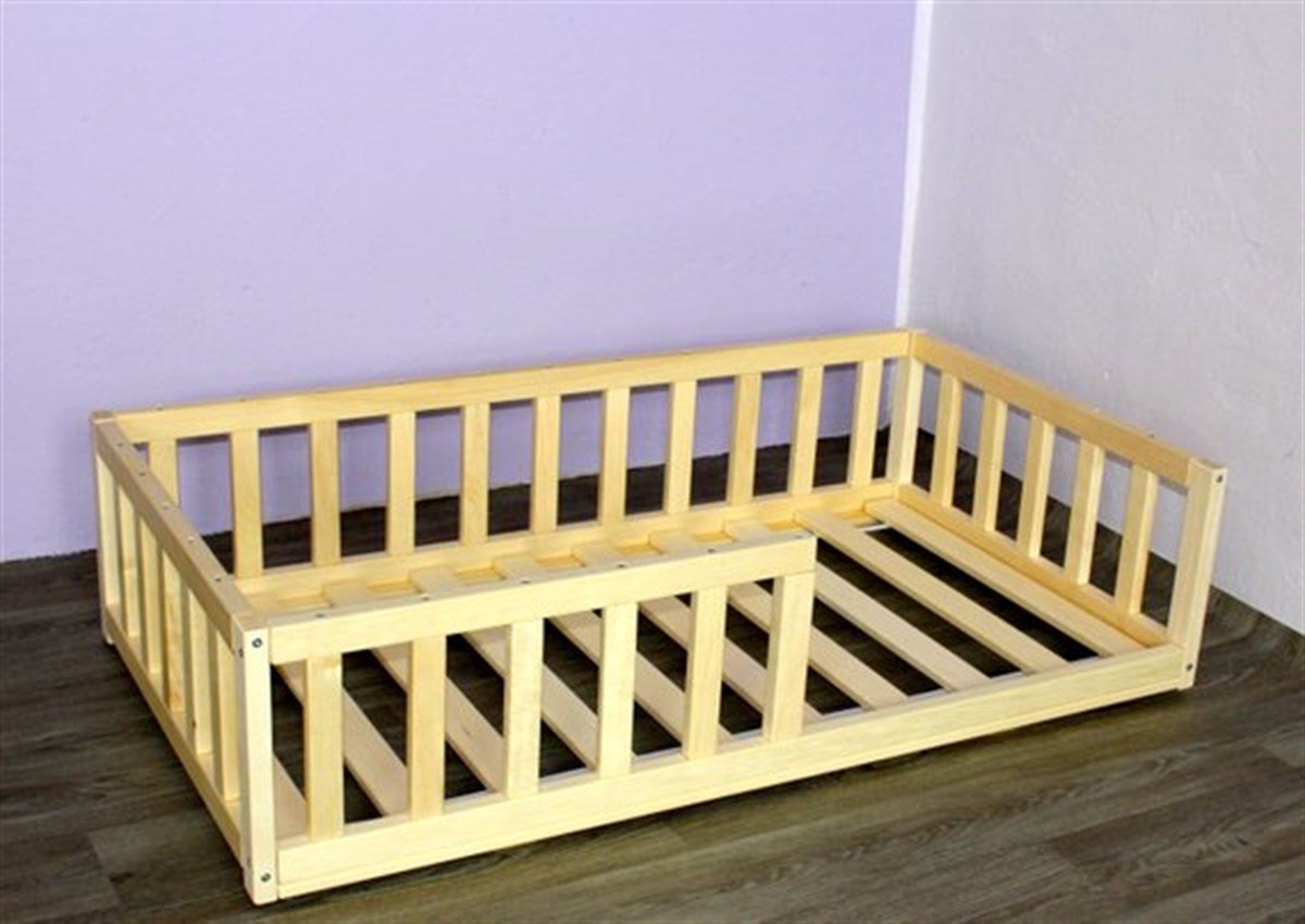 Montessori Çocuk Yatak Yatak Doğal Çam Ağacından 90X190 Yelken