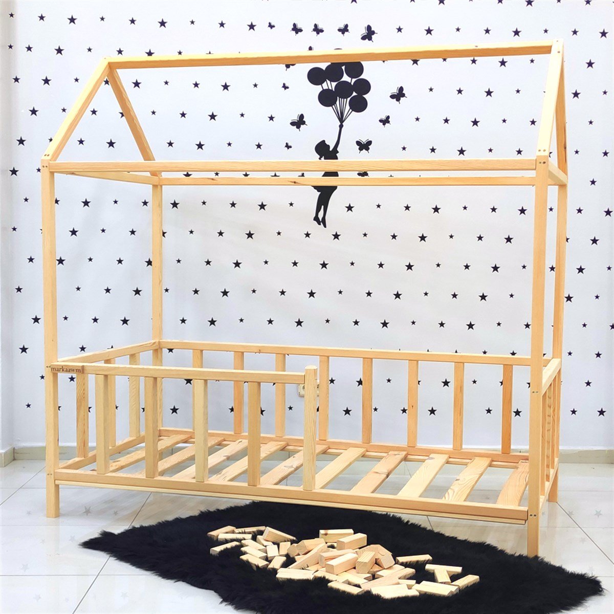 Montessori Yatak Kanarya | MarkaawmMontessori Yatak Ahşap Karyola Kanarya