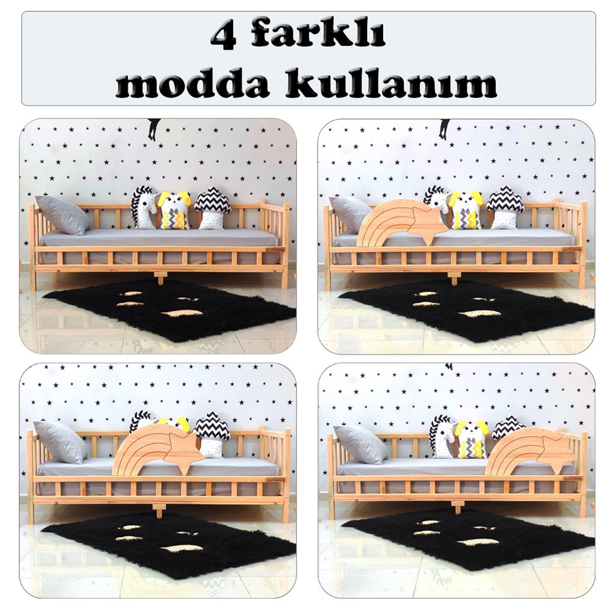 Nirvana Montessori Yatak Sedir Karyola | MarkaawmPremium Montessori Yatak Kayan yıldız Çocuk Karyola