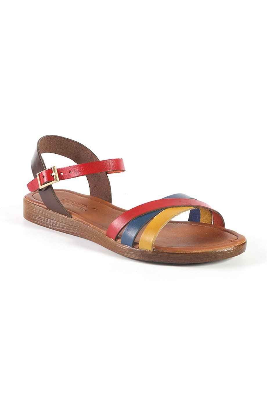 15003 BURÇ KADIN DERİ SANDALET MULTİ