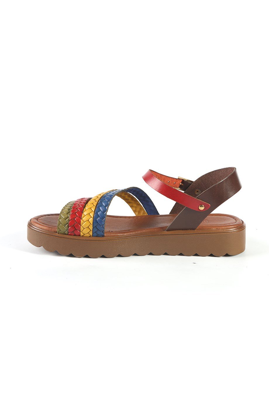 15007 BURÇ KADIN DERİ SANDALET MULTİ