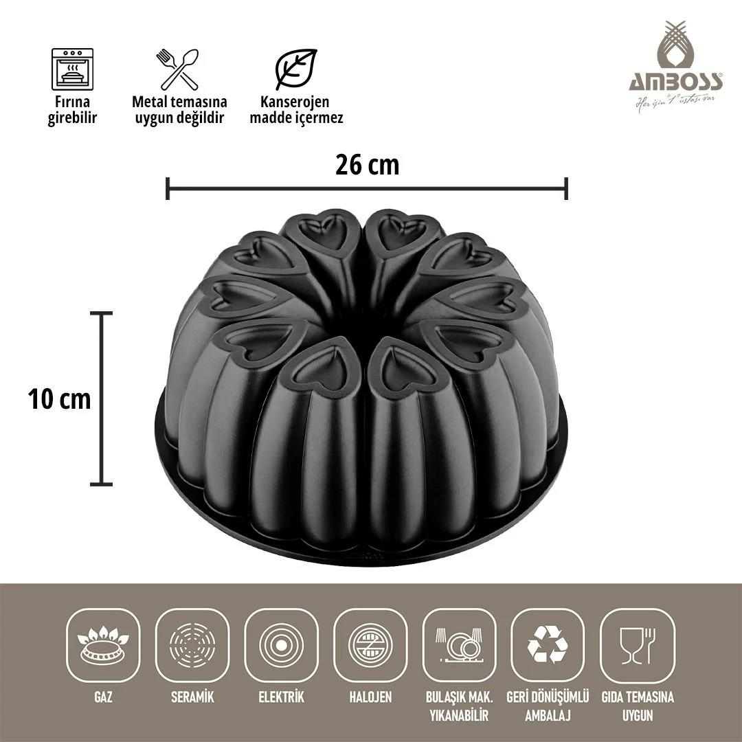 Amboss Ametist Döküm 26 Cm Kek Kalıbı Siyah Ame-7708 