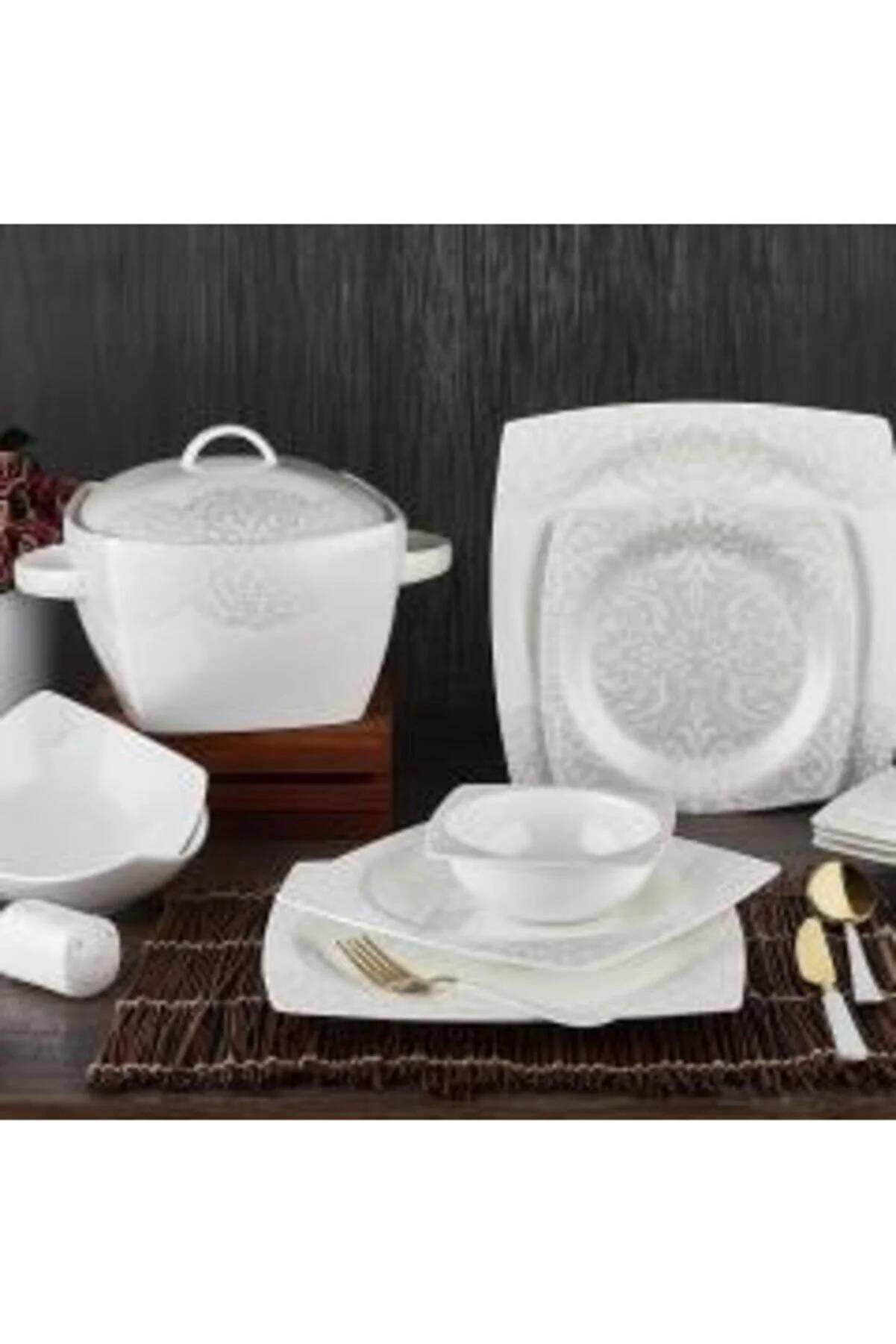 Aryıldız 45005 Bone Square 60 Parça Porselen Yemek Takımı 