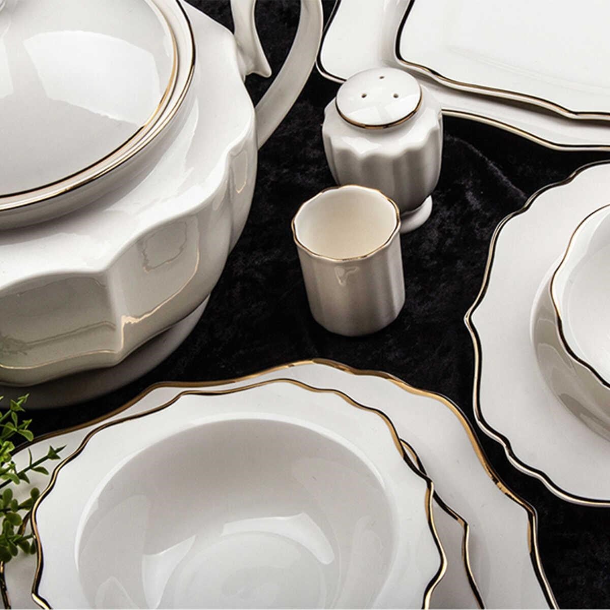 Aryıldız 60 Parça Gold Porselen Yemek Takımı 34000 