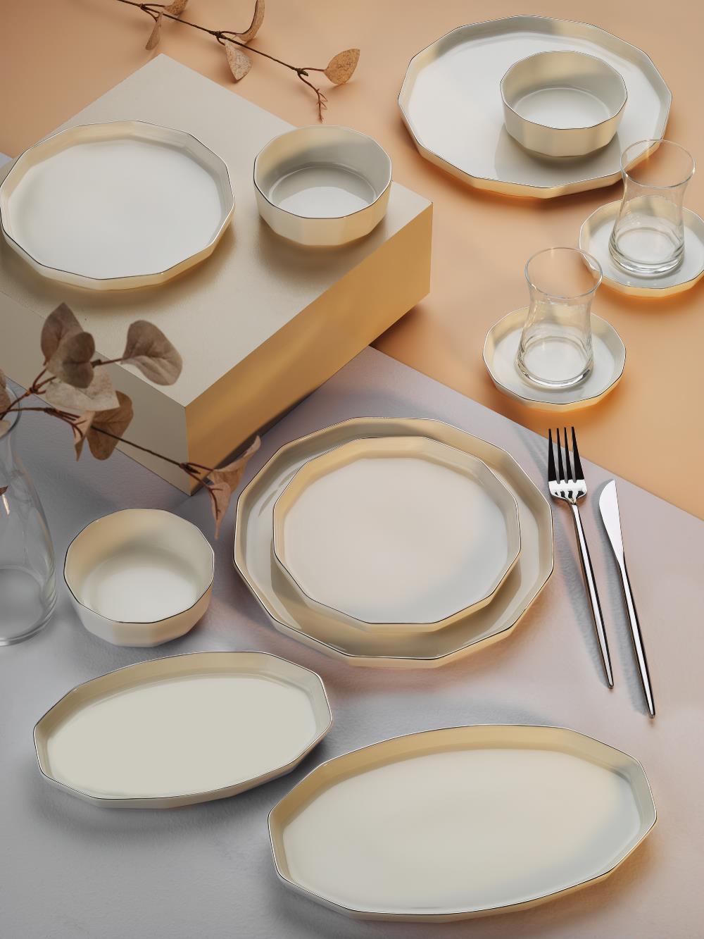 Aryıldız Ar248928 Sc Amber Platin Porselen Kahvaltı Takımı 32 Parça 