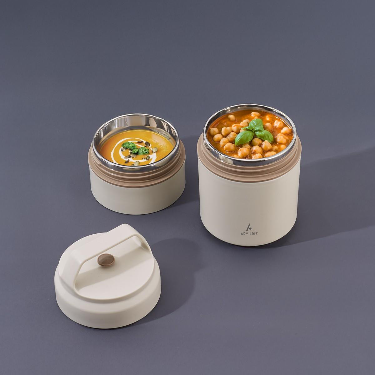 Aryıldız Bento Lunch Box Katlı Yemek Termosu Beige 620 Ml Ar262245 