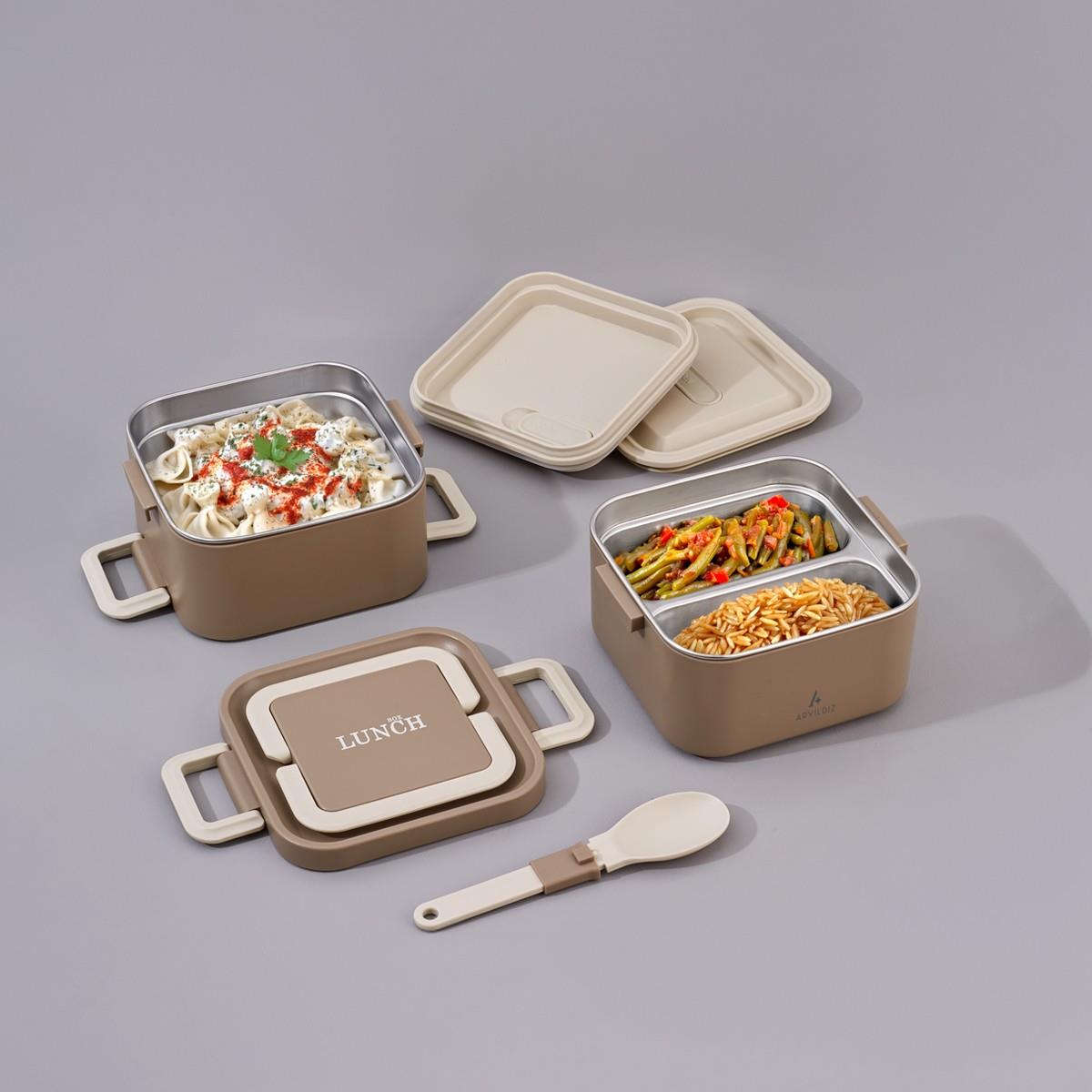 Aryıldız Bento Lunch Box Yemek Termosu Kare Haki 1400 Ml Ar262115 