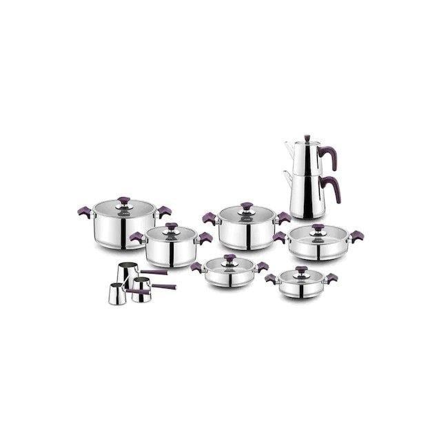 Aryıldız King Purple Mor İdeal Cam Kapak 20 Parça Çelik Çeyiz Seti 