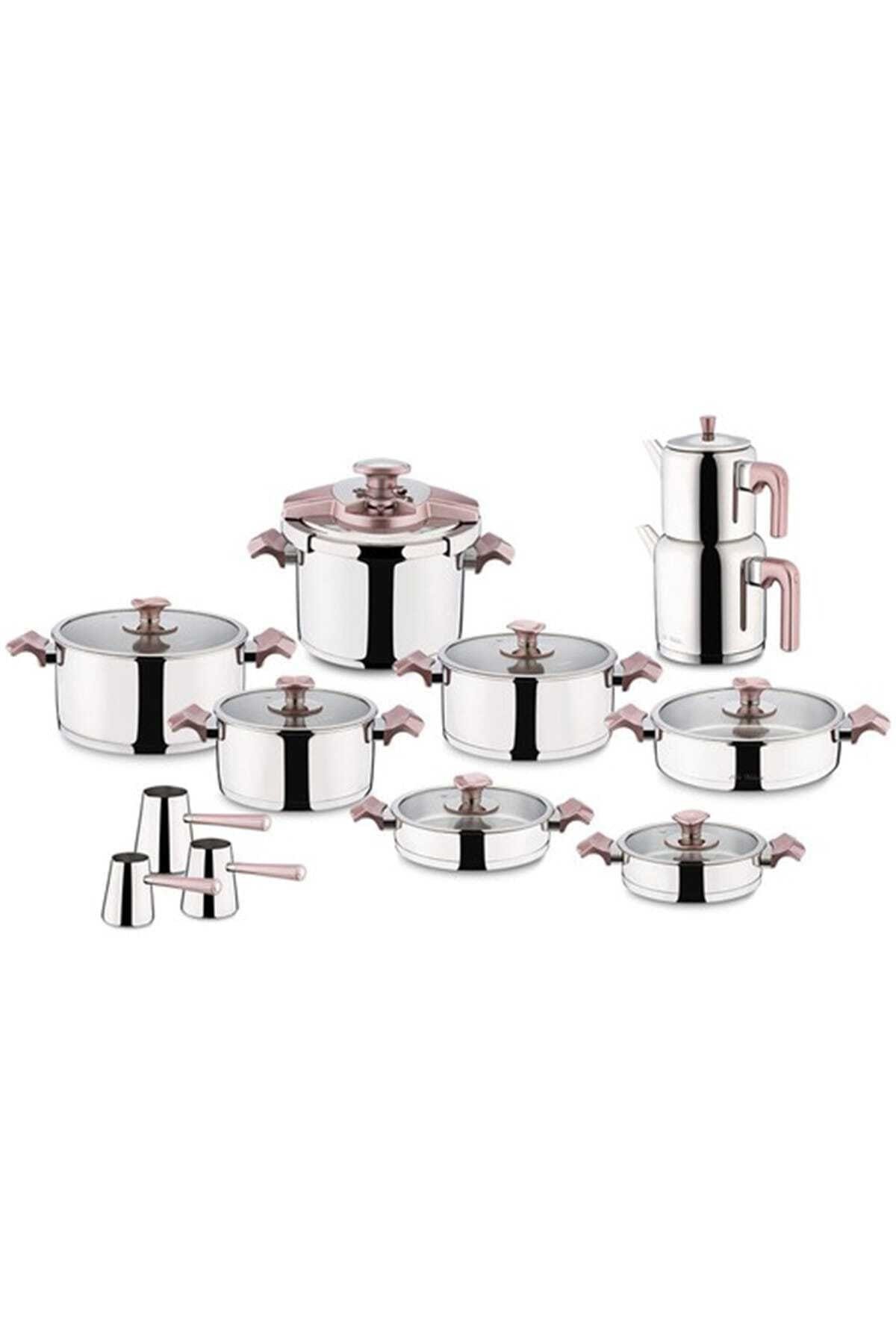 Aryıldız King Rose Gold 22 Parça Cam Kapak Ideal Tencere Çeyiz Set 