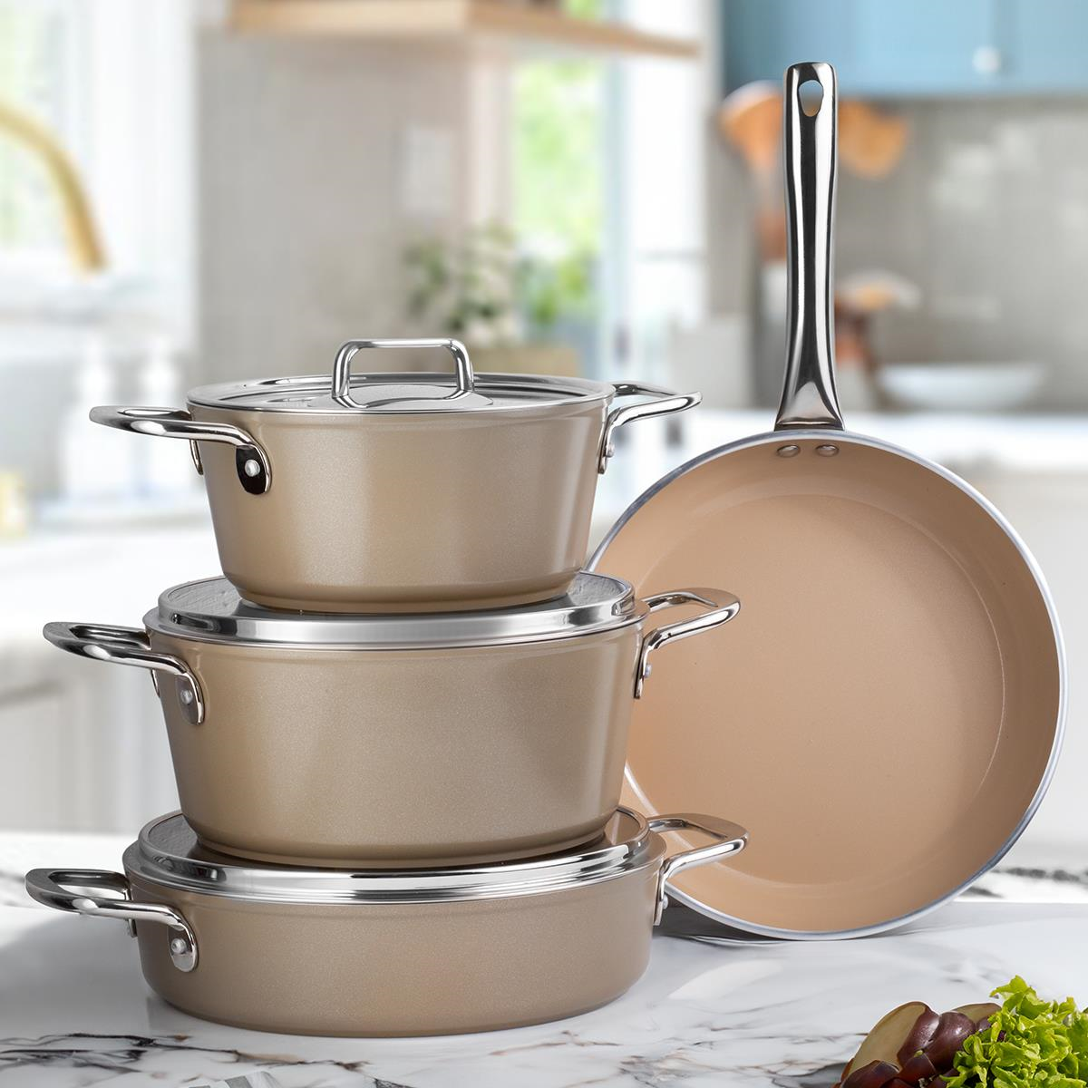 Aryıldız Neo-Ceramic 7 Parça Seramik Tencere Seti Bej Ar256183 