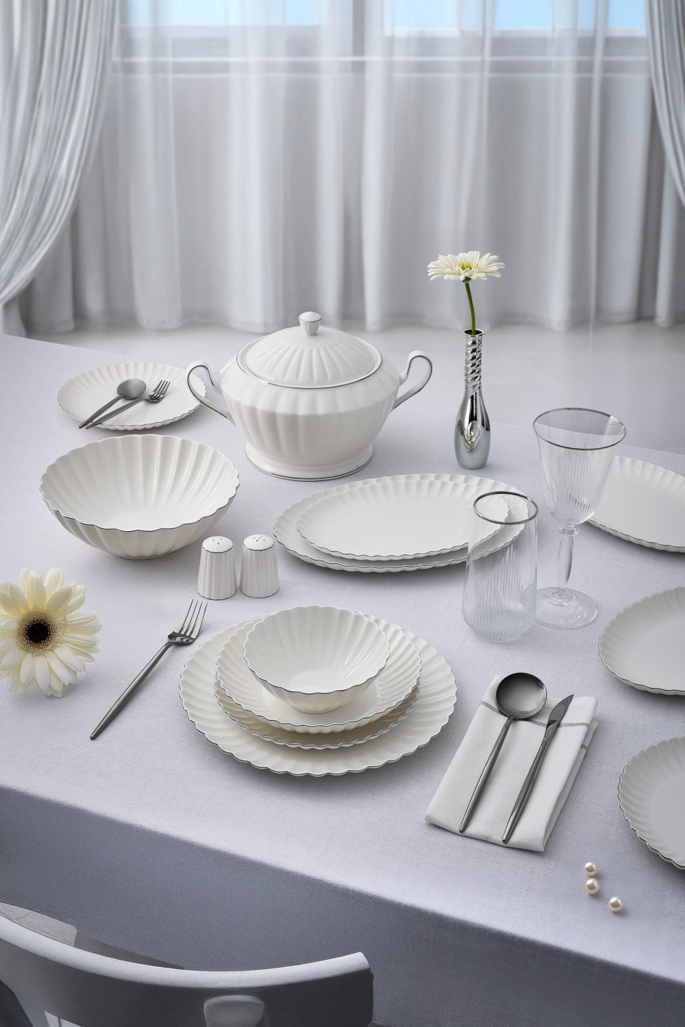 Aryıldız Sintra Platin 60 Parça Porselen Yemek Takımı Ar255476 