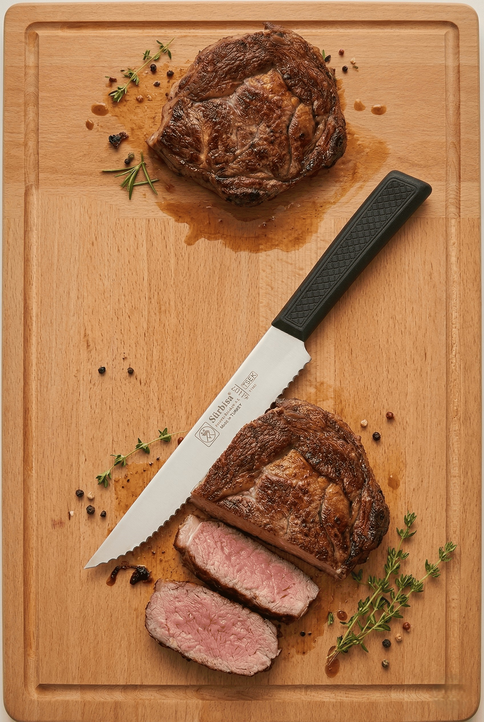 Biftek Et Steak Bıçağı Lazerli Tırtıklı Bıçak Nusret'in Et Kesme Bıçağı Sürmene Sürbisa 61107 