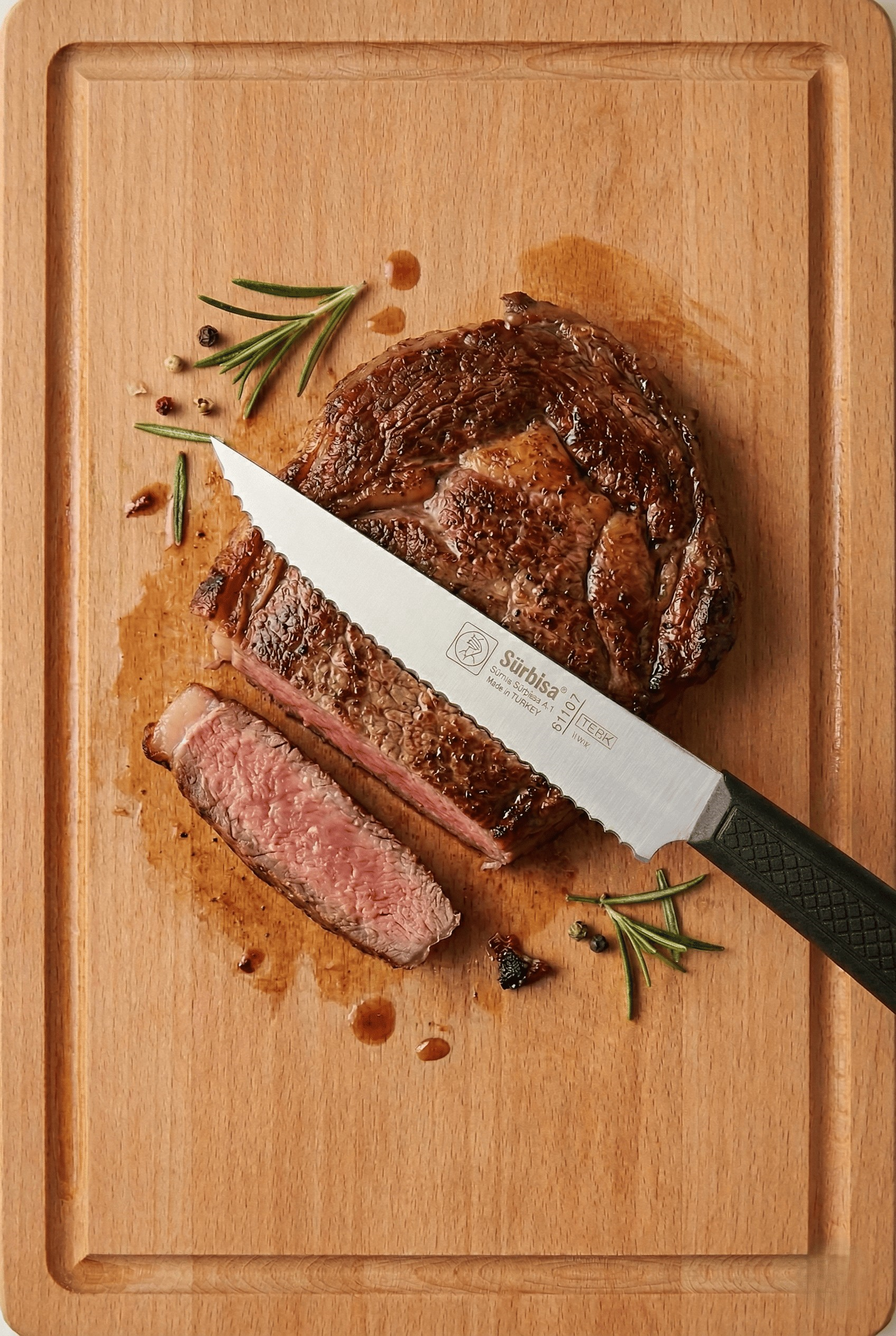 Biftek Et Steak Bıçağı Lazerli Tırtıklı Bıçak Nusret'in Et Kesme Bıçağı Sürmene Sürbisa 61107 