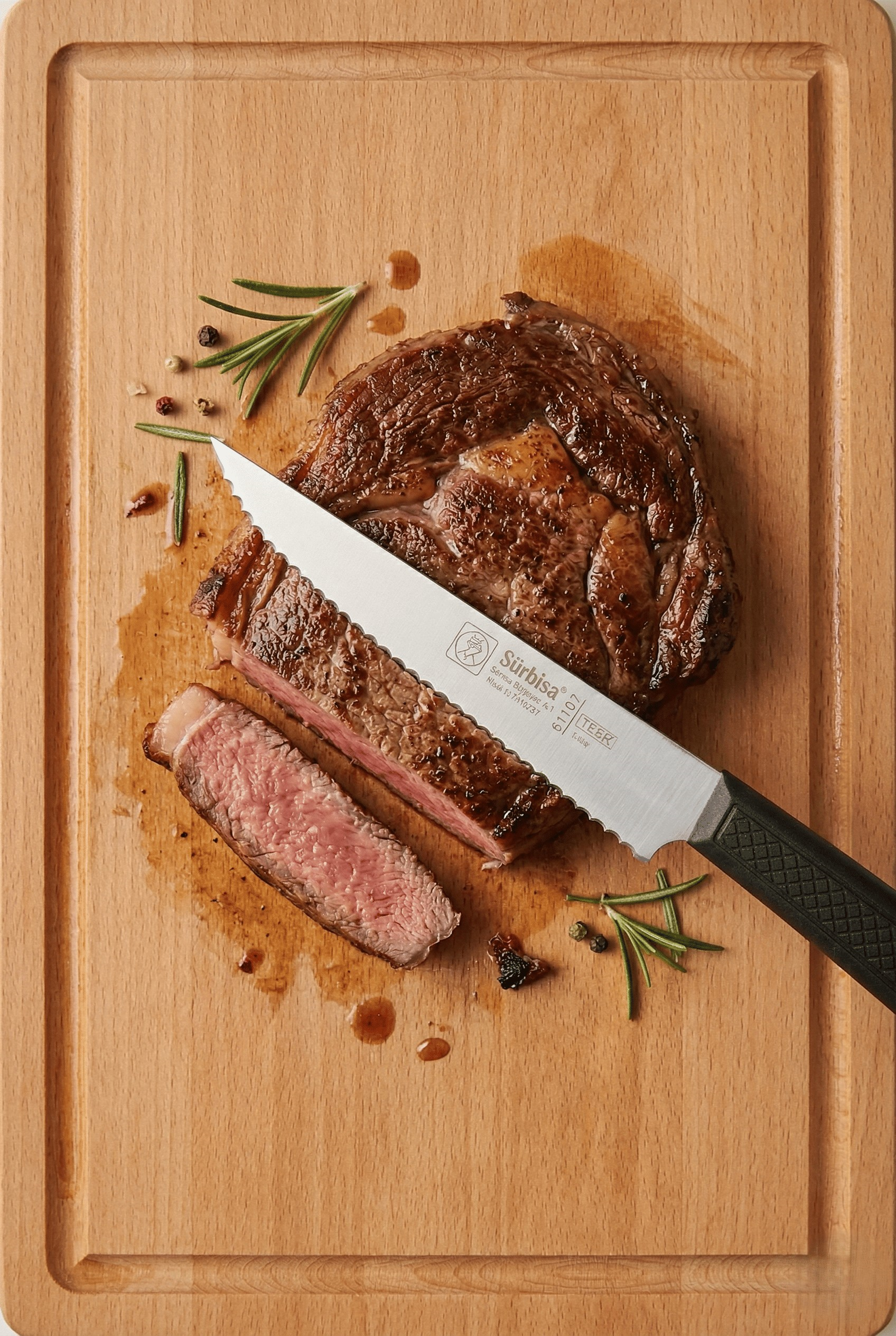 Biftek Et Steak Bıçağı Lazerli Tırtıklı Bıçak Nusret'in Et Kesme Bıçağı Sürmene Sürbisa 61107 