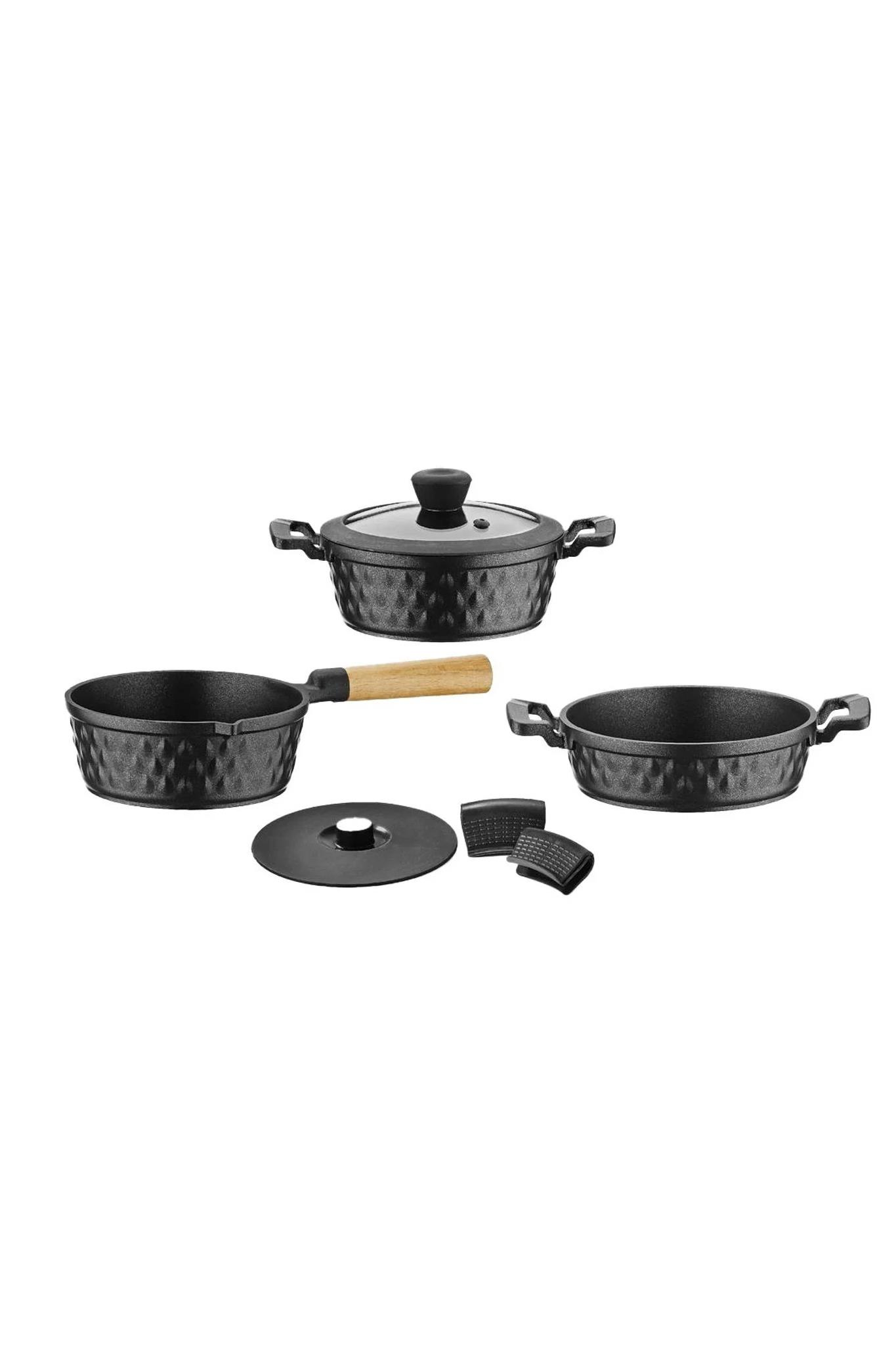 Brioni Diamond Siyah 5 Parça Midi Tencere Set Dia-201 