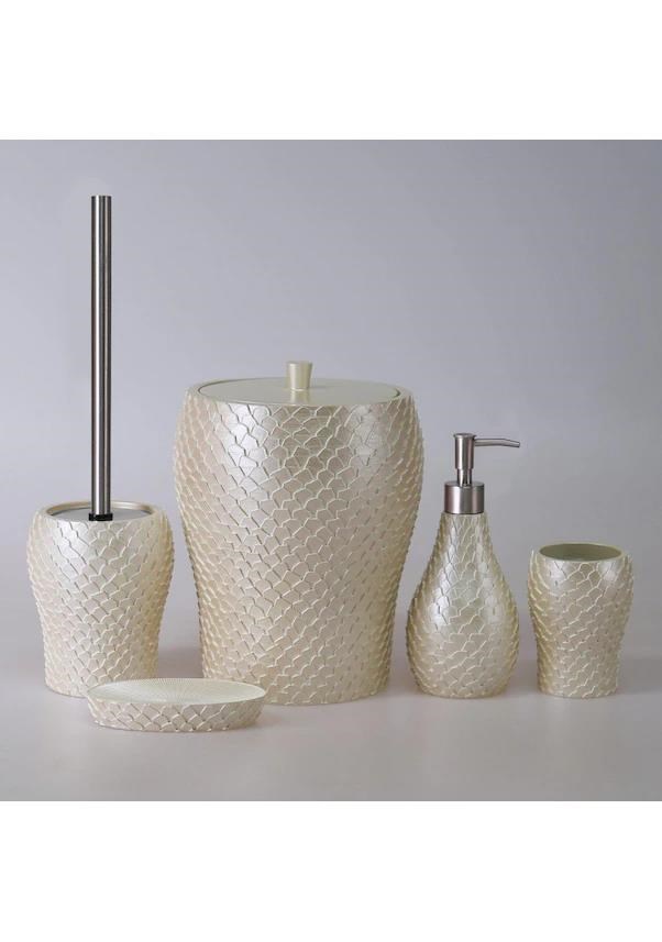 By Selim Helix İnci 5 Parça Polyester Banyo Seti 