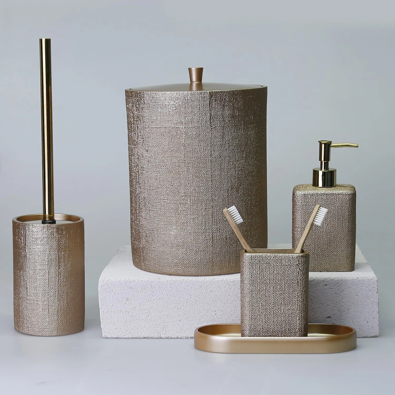 By Selim Linen Vizon 5 Parça Polyester Banyo Seti 