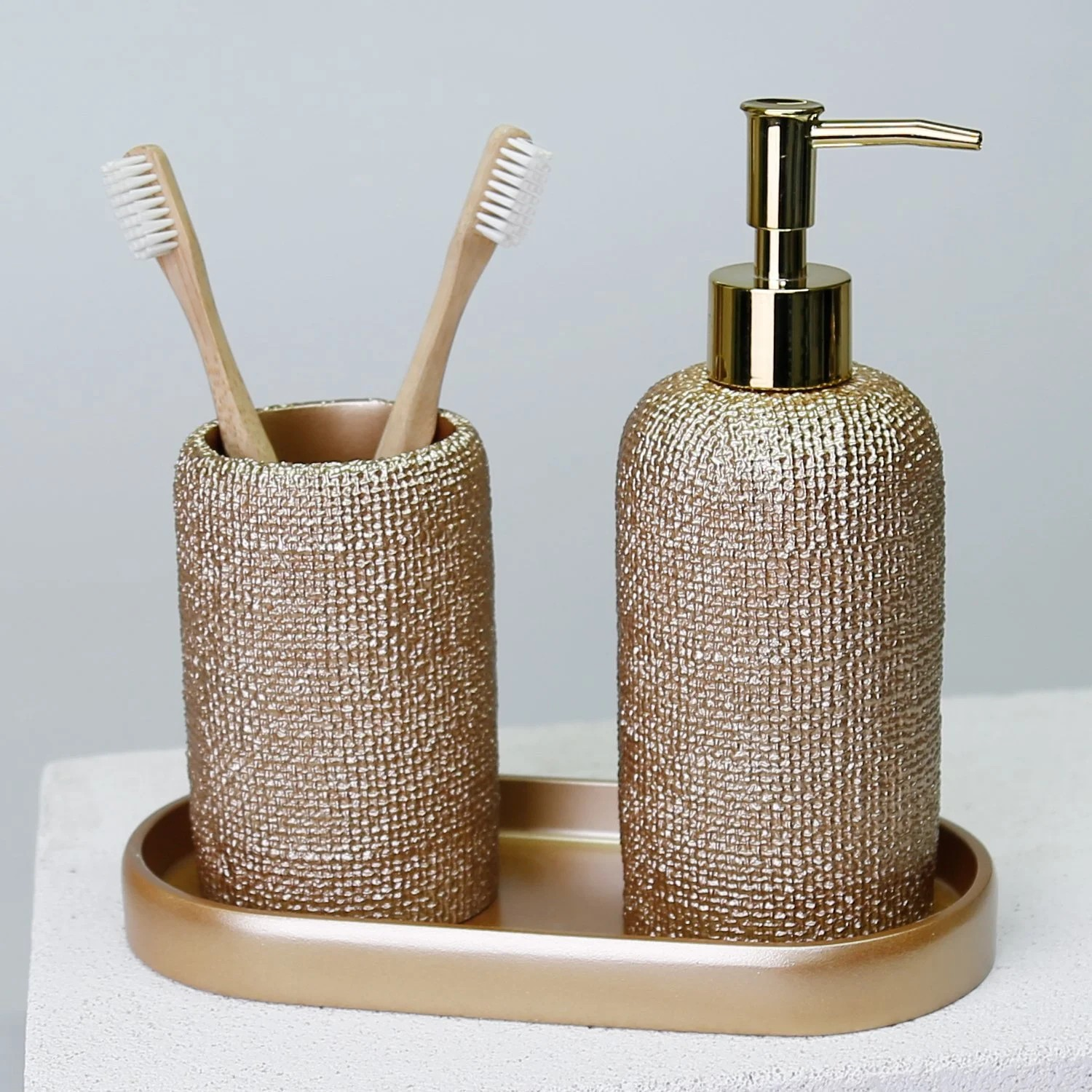 By Selim Natural Vizon 5 Parça Polyester Banyo Seti 