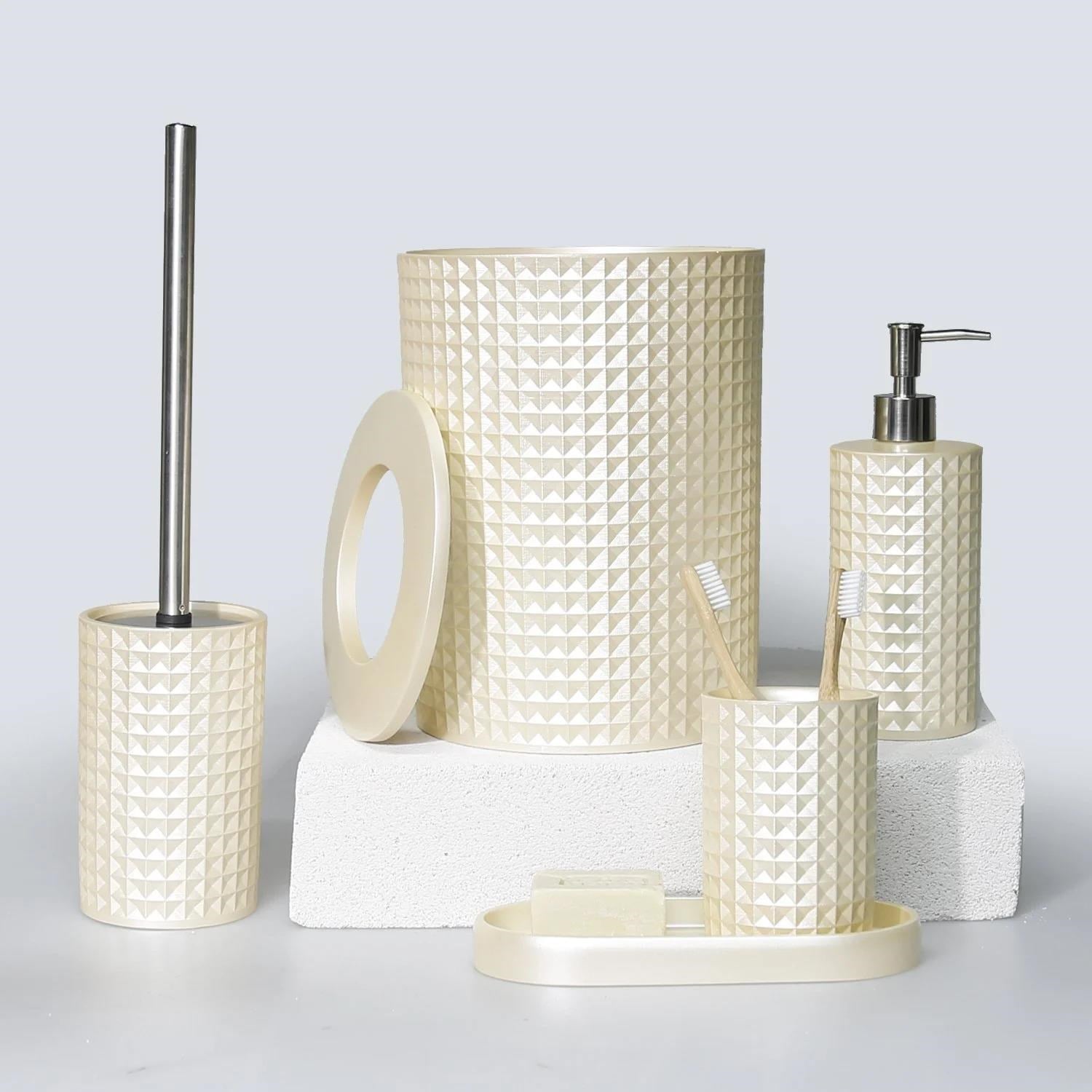 By Selim Neptune İnci 5 Parça Polyester Banyo Seti 