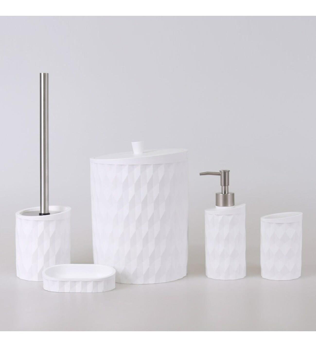 By Selim Prizma Polyester Banyo Seti 5 Parça Beyaz 