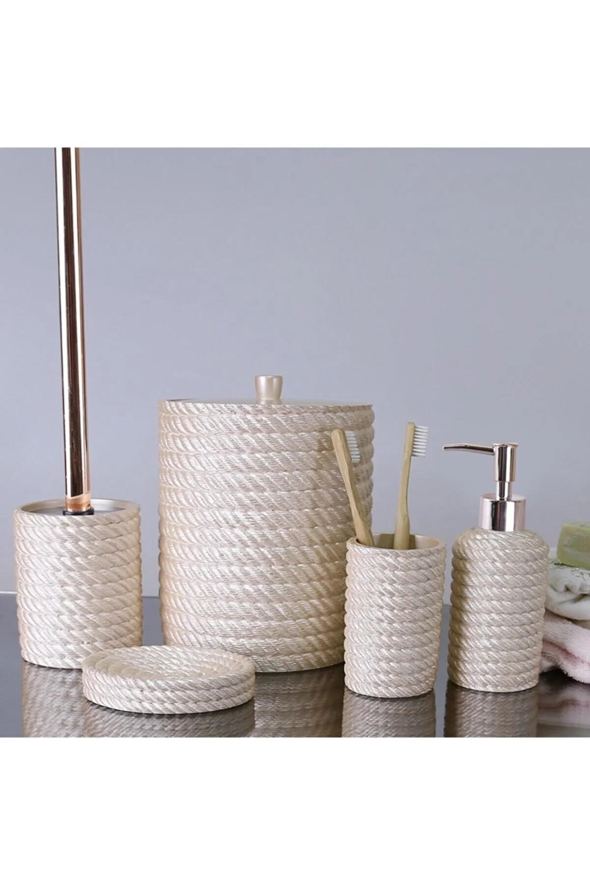 By Selim Rope İnci 5 Parça Polyester Banyo Seti 