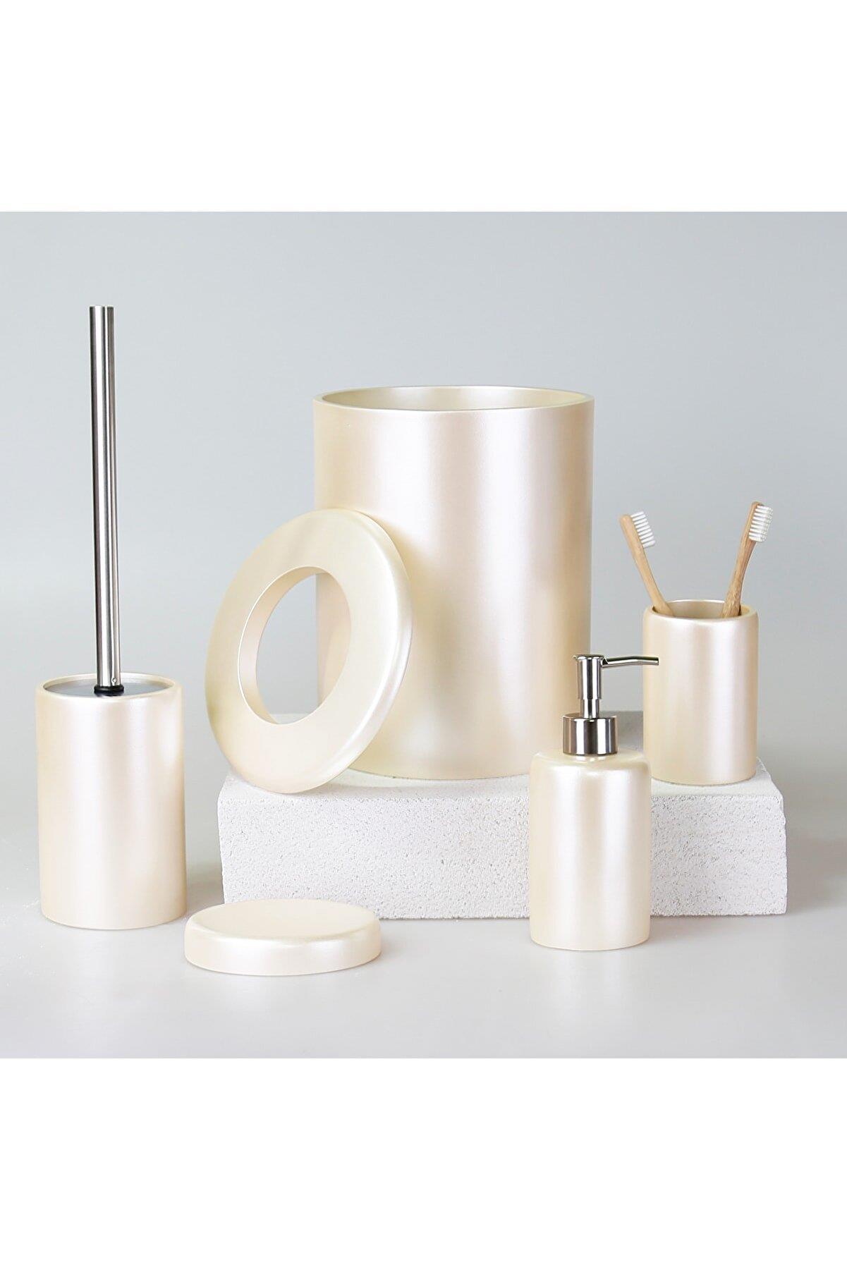 By Selim Victoria İnci 5 Parça Polyester Banyo Seti 