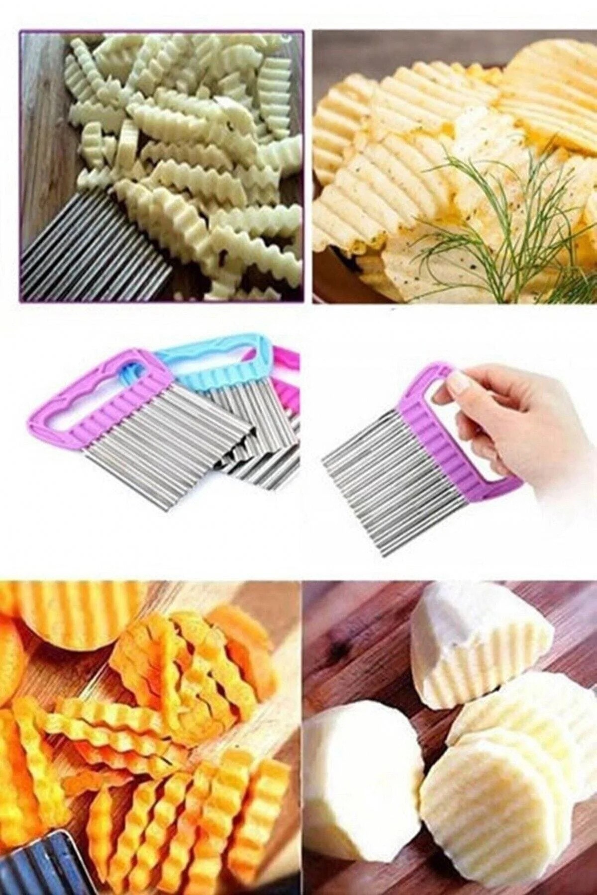 Cips Patates Doğrayıcı Şekilli Sebze Ve Meyve Dilimleyici Hamur Kesme Aparatı 