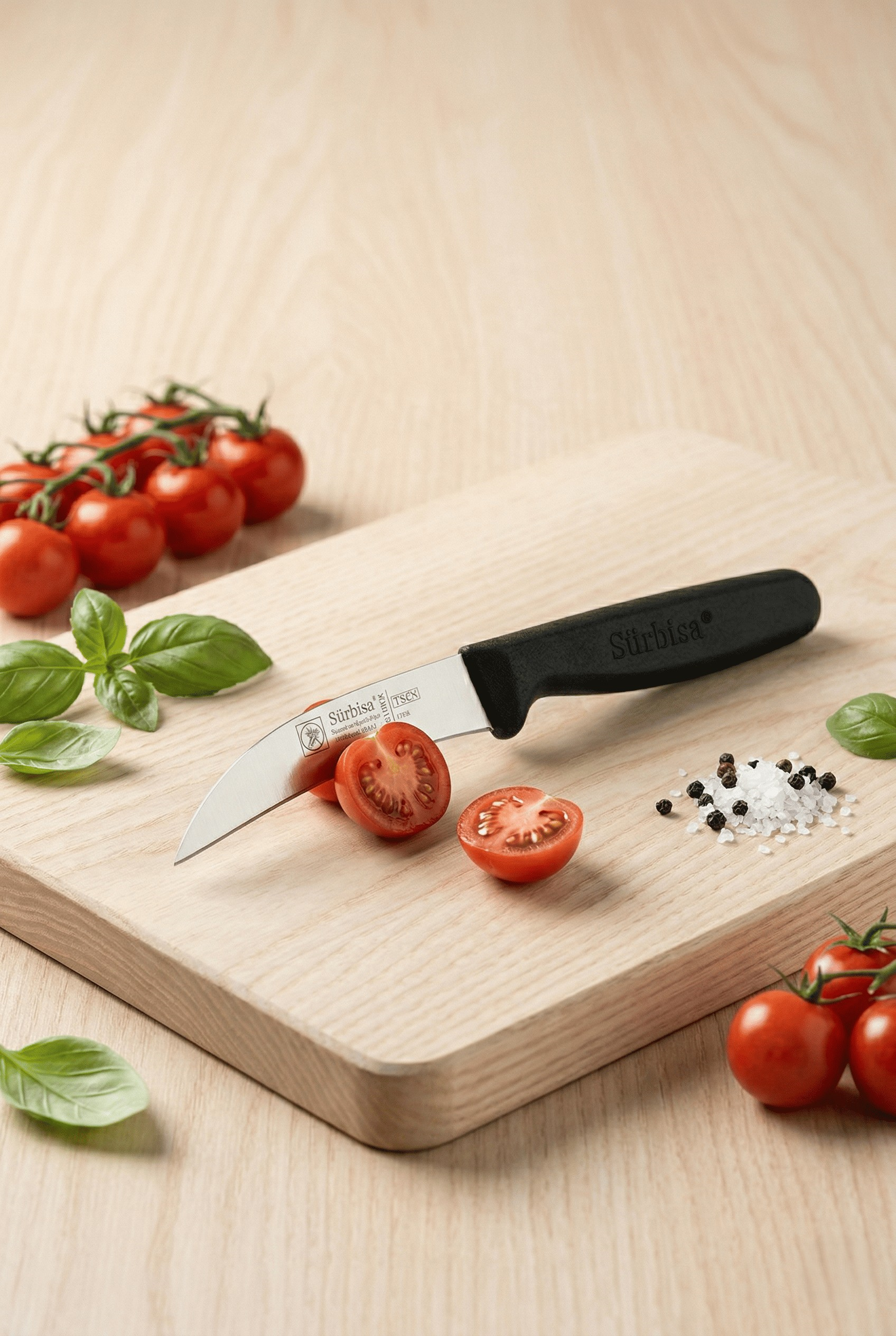 Dekor Sebze Mutfak Bıçağı Ucu Eğik Domates Soyma Sürmene Bıçağı 18 Cm Sürbisa 61006 