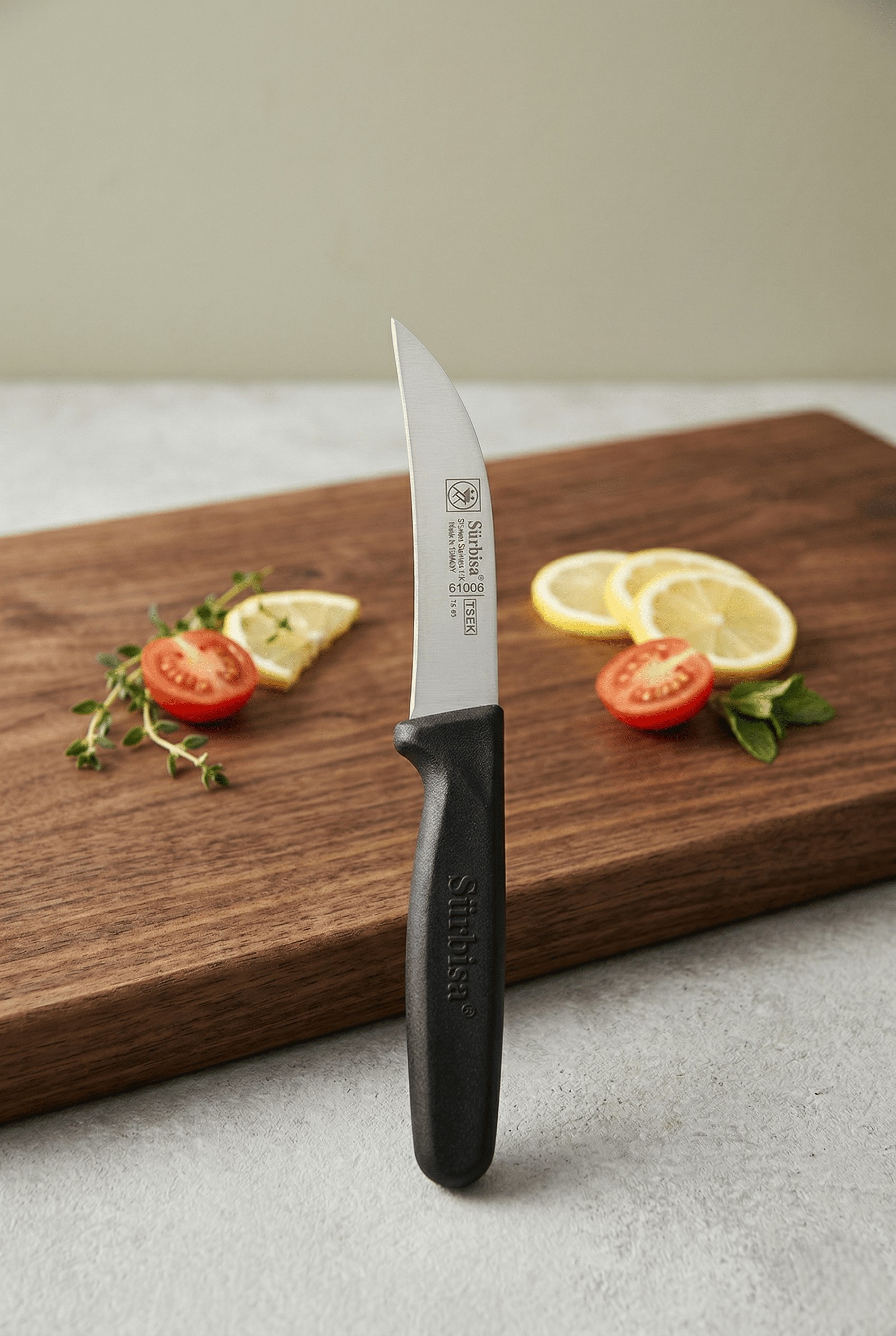 Dekor Sebze Mutfak Bıçağı Ucu Eğik Domates Soyma Sürmene Bıçağı 18 Cm Sürbisa 61006 