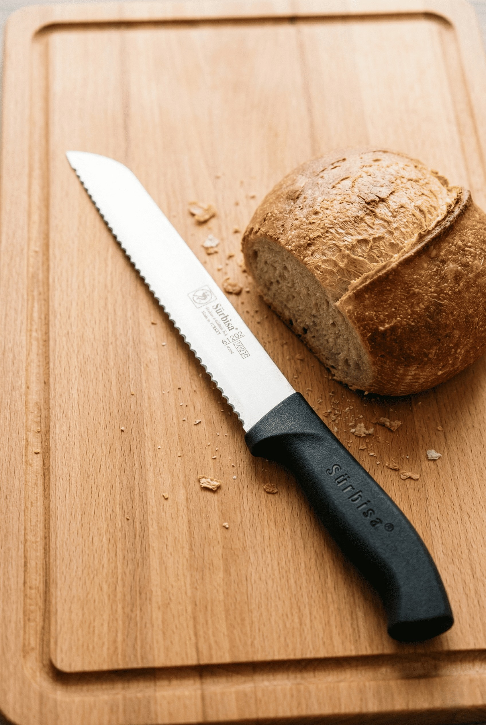 Ekmek Kesme Bıçağı Lazer Bilemeli Tırtıklı Vakfıkebir Ekmeği Dilimleme Bıçak 39 Cm Sürmene Sürbisa 61201 