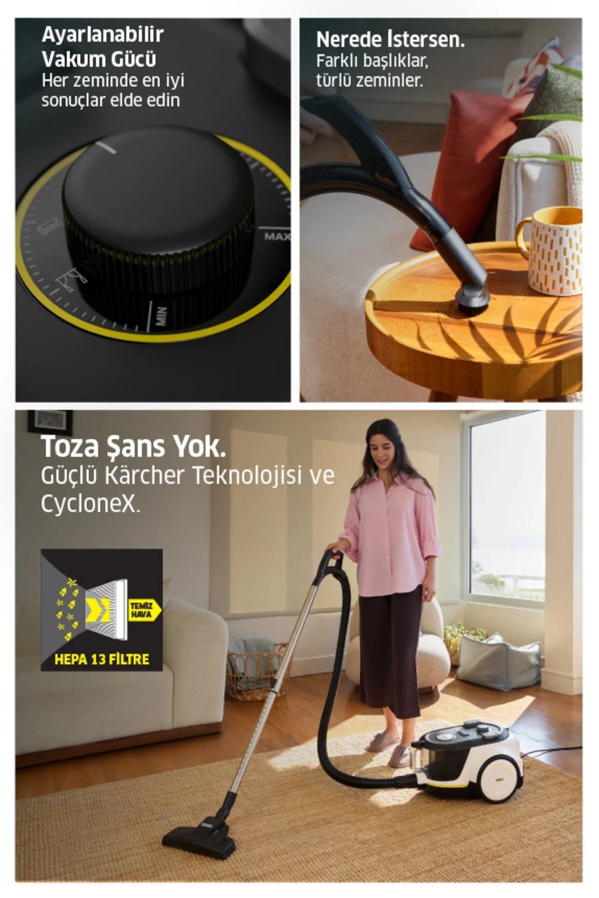 Karcher VCC 4 CycloneX Toz Torbasız Turbo ve LED Başlıklı Elektrikli Süpürge 