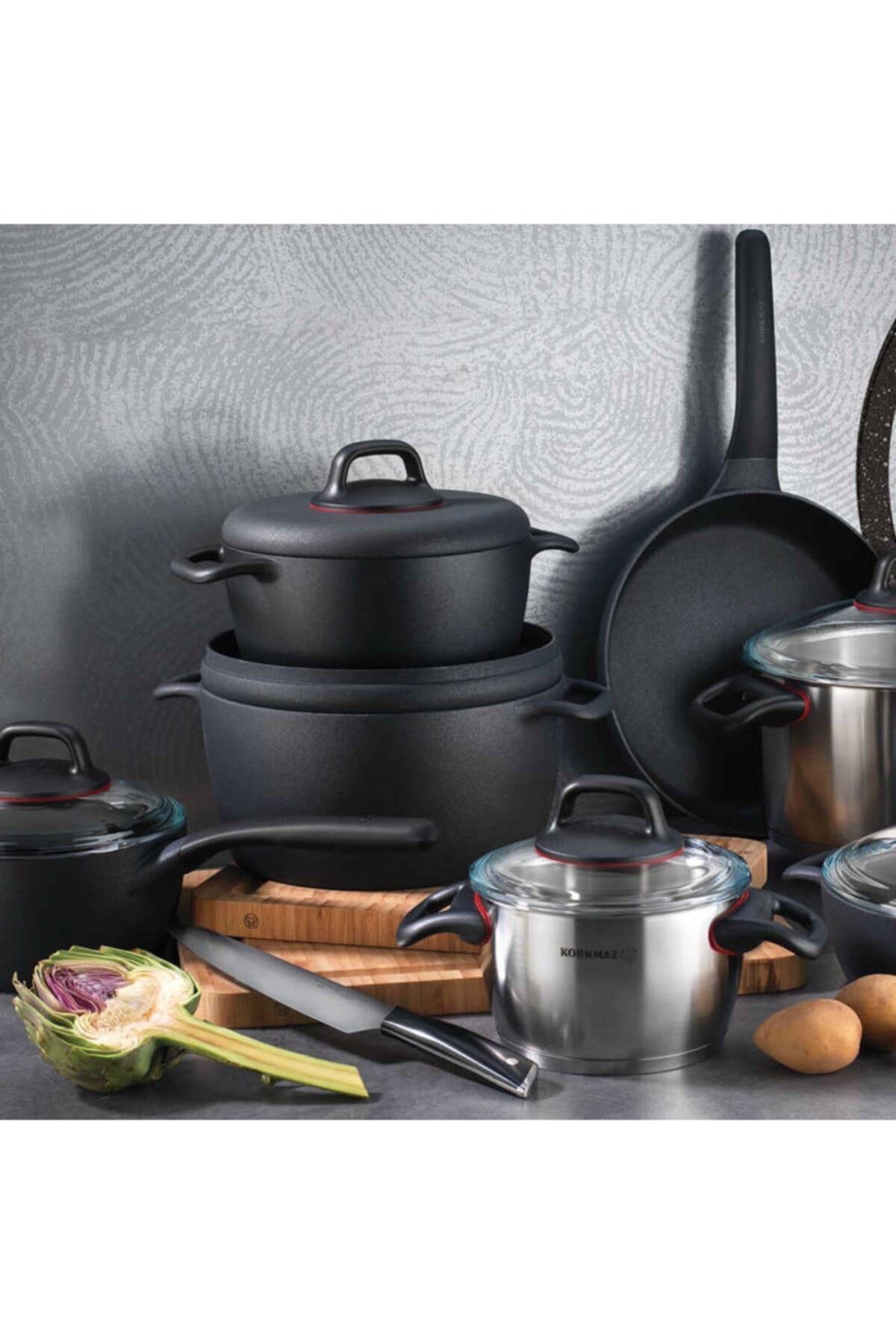 Korkmaz A1354 Gusto Plus Kısa Tencere 24 x 6,5 