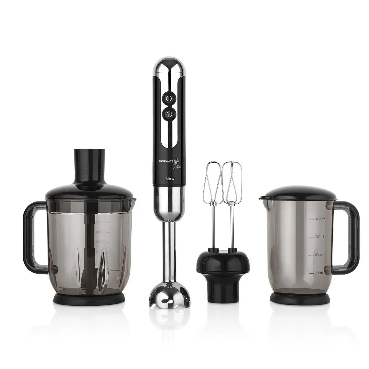 Korkmaz A447-12 Mia Mega Siyah/Krom Blender Set 