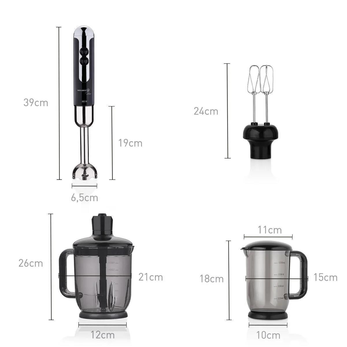 Korkmaz A447-12 Mia Mega Siyah/Krom Blender Set 
