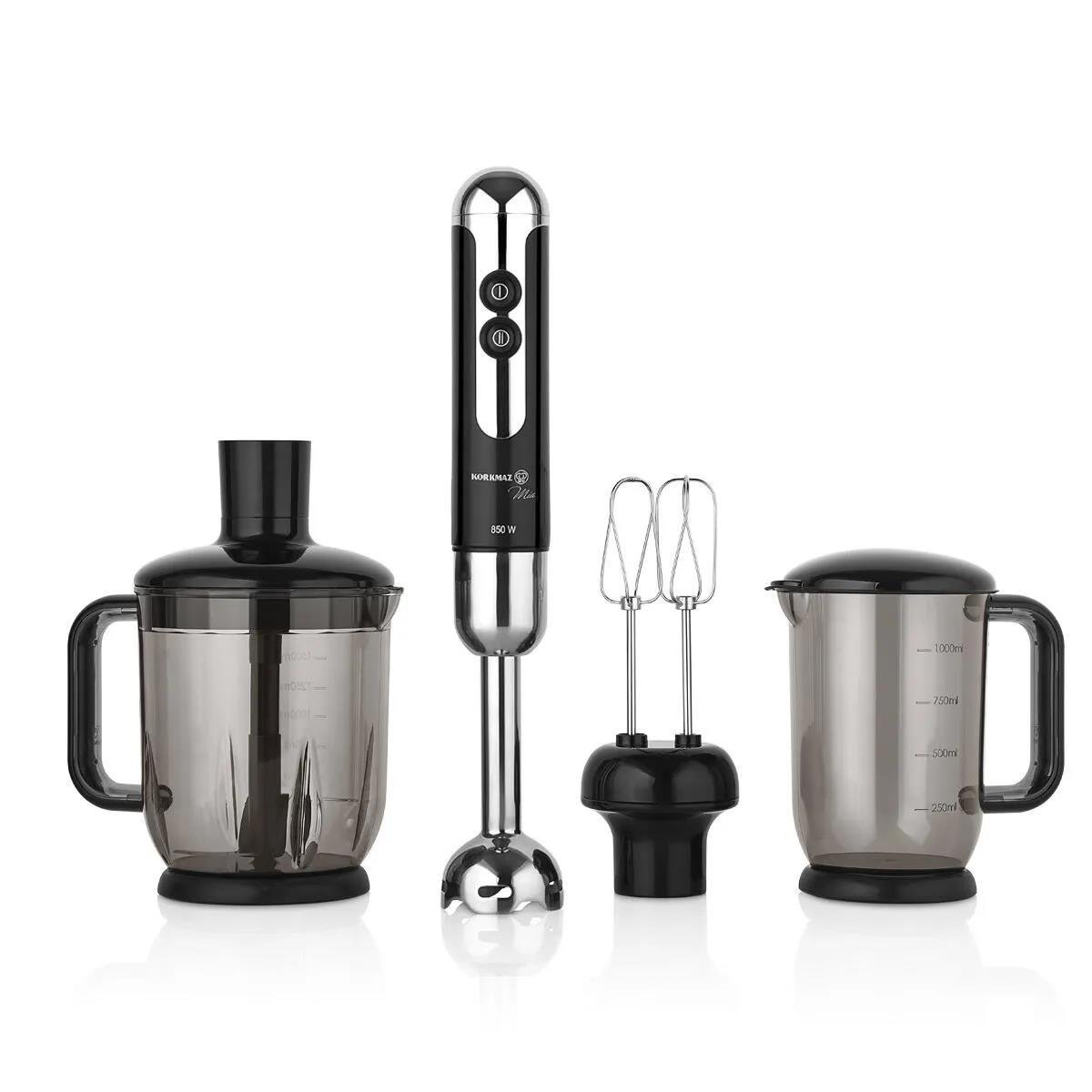 Korkmaz A447-12 Mia Mega Siyah/Krom Blender Set 