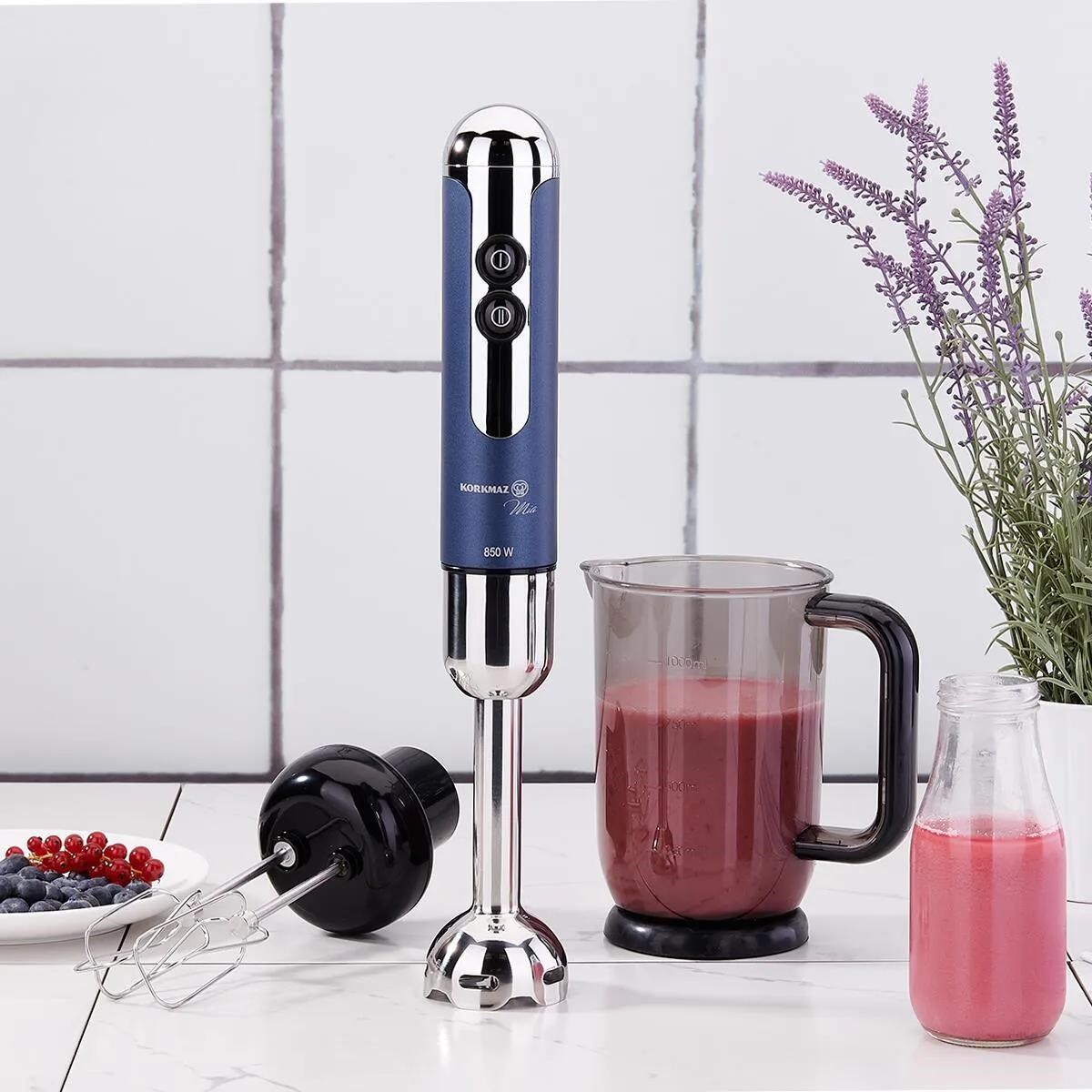 Korkmaz A447-13 Mia Mega Azura/Krom Blender Set 
