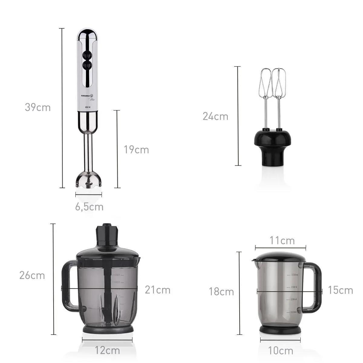 Korkmaz A447-14 Mia Mega Blender Set Vanilya/Krom 