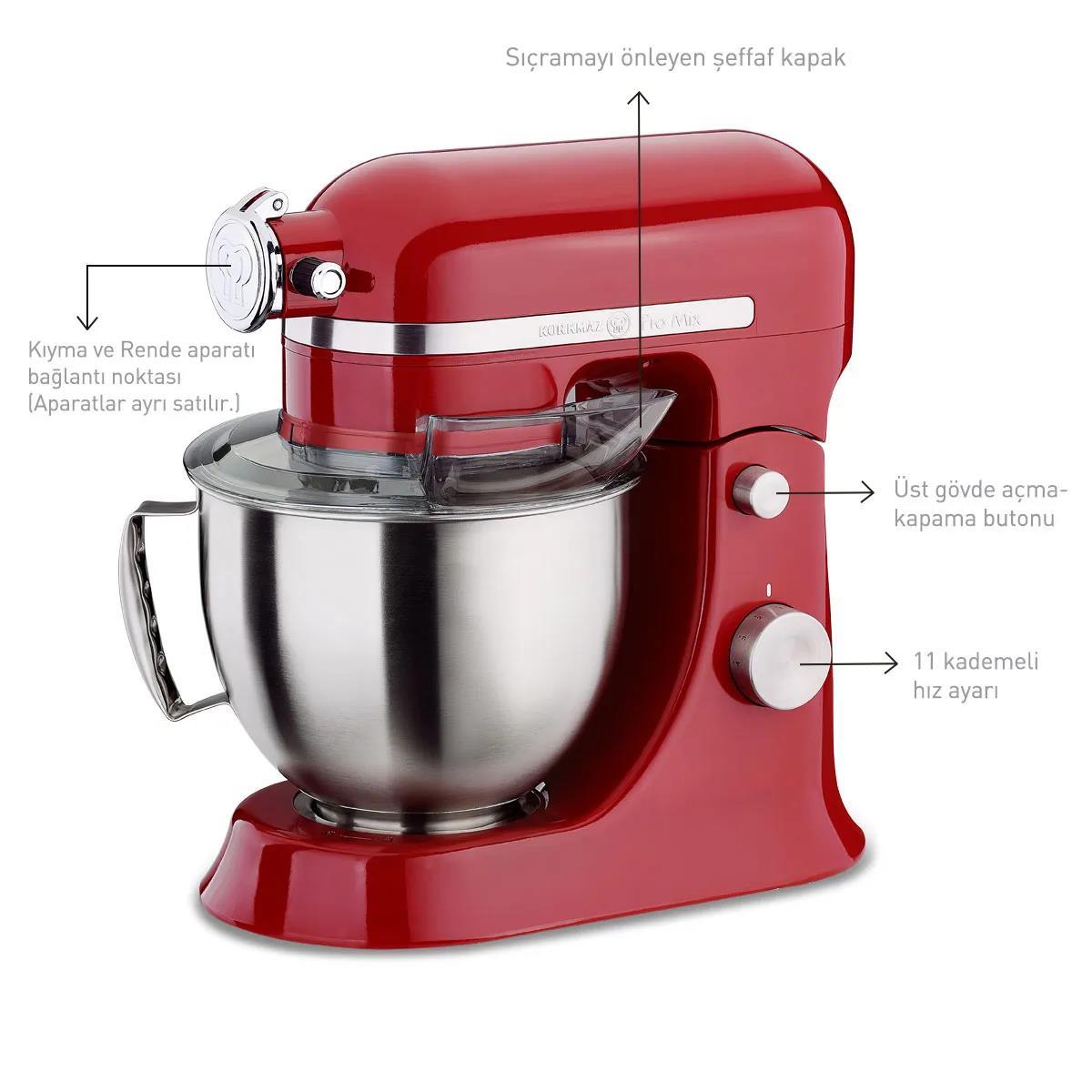 Korkmaz A470-03 Pro Mix Kırmızı Stand Mikser 