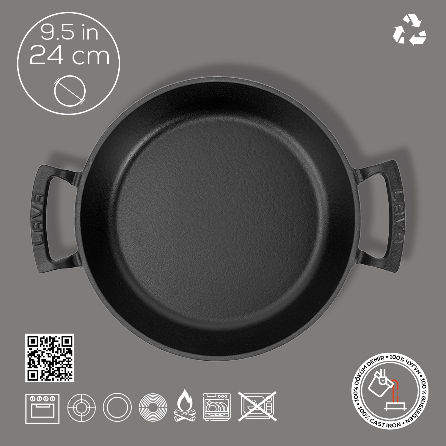 Lava Demir Döküm Yumurta Sahanı 24 Cm Siyah LV ECO Y TV 24 SHN 